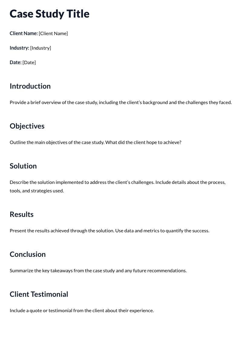 Case Studies Template