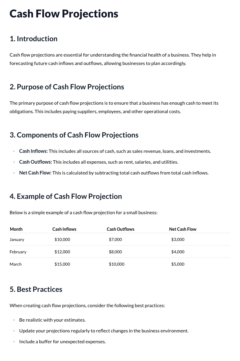 Cash Flow Projections
