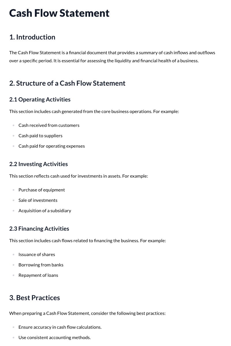 Cash Flow Statement