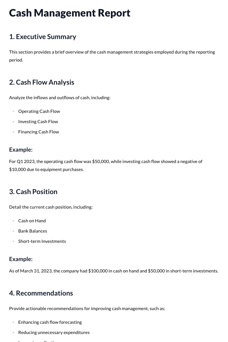 Cash Management Reports