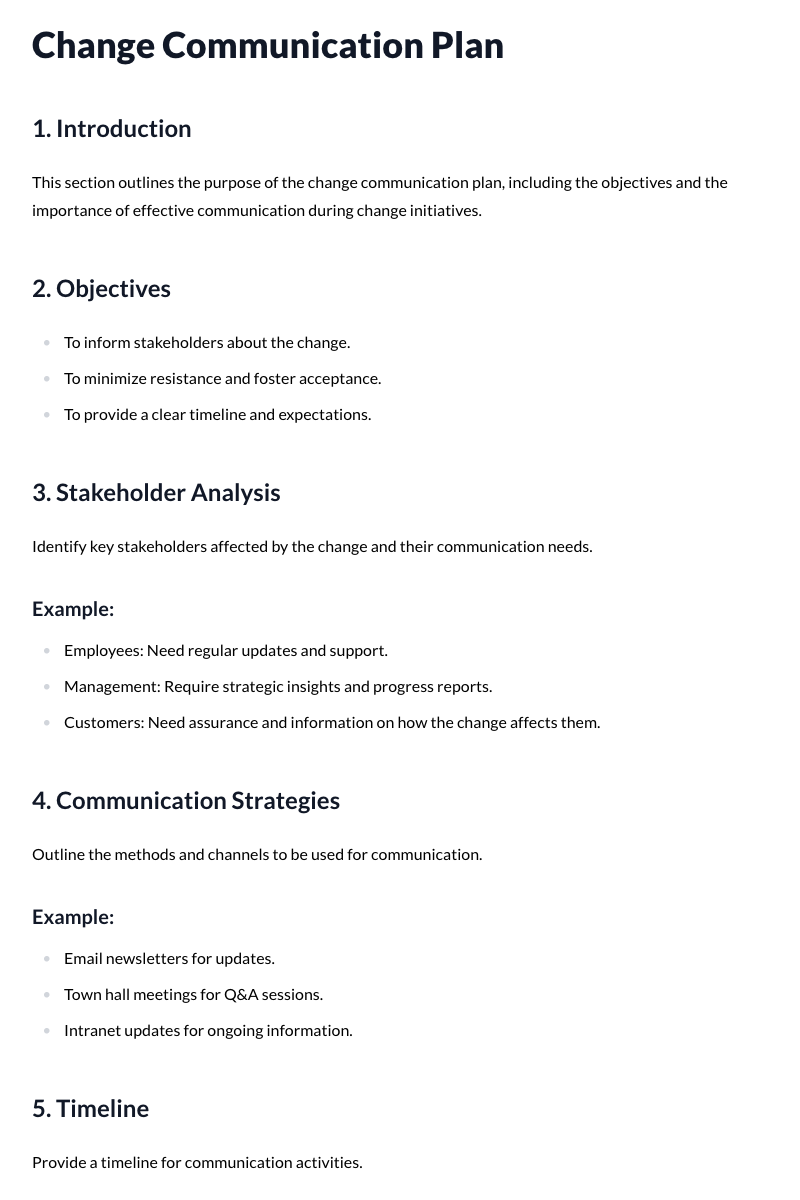 Change Communication Plan