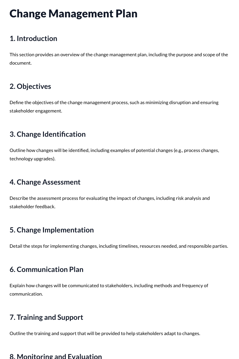 Change Management Plan