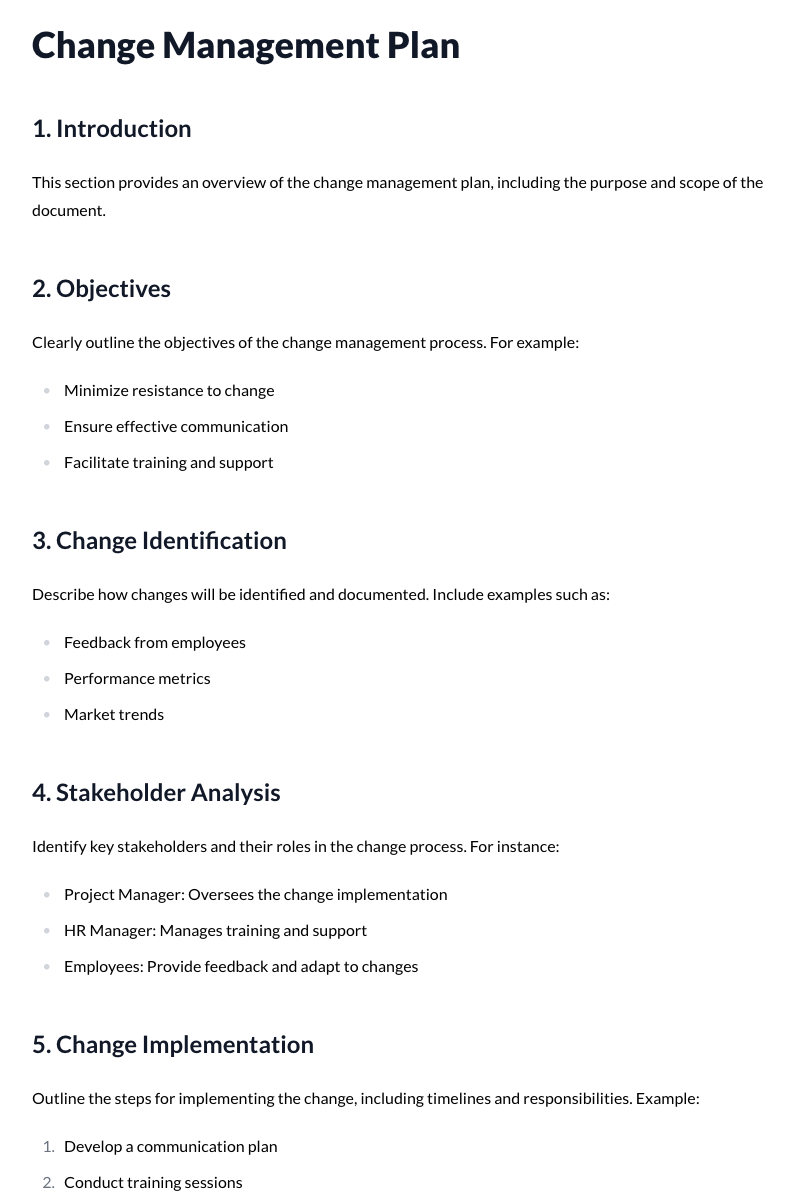 Change Management Plans