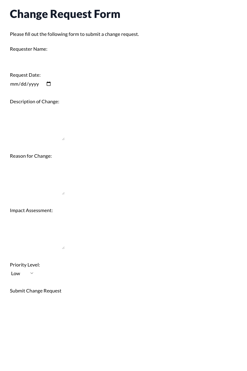 Change Request Form Template
