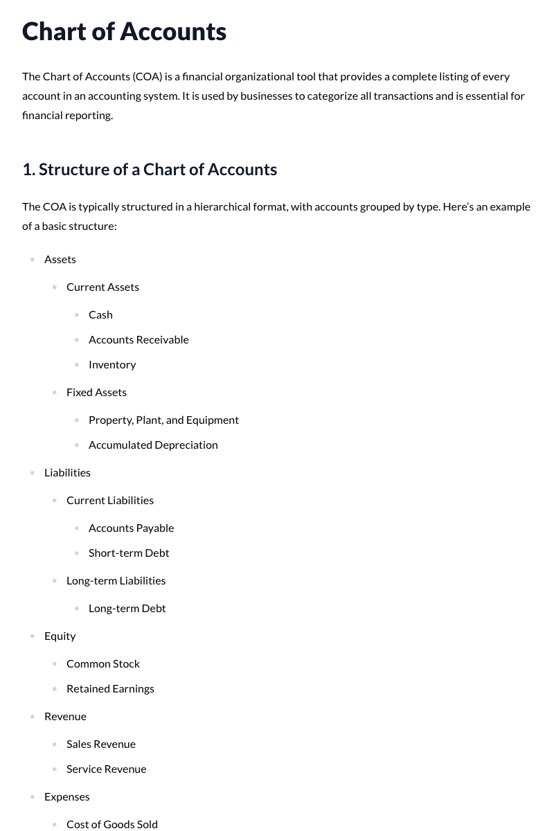 Chart of Accounts Template