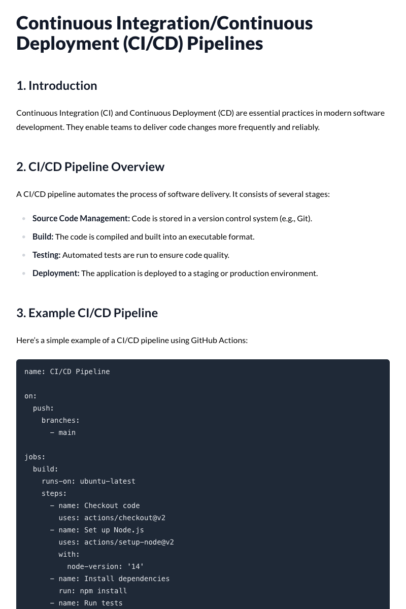 Continuous Integration/Continuous Deployment (CI/CD) Pipelines