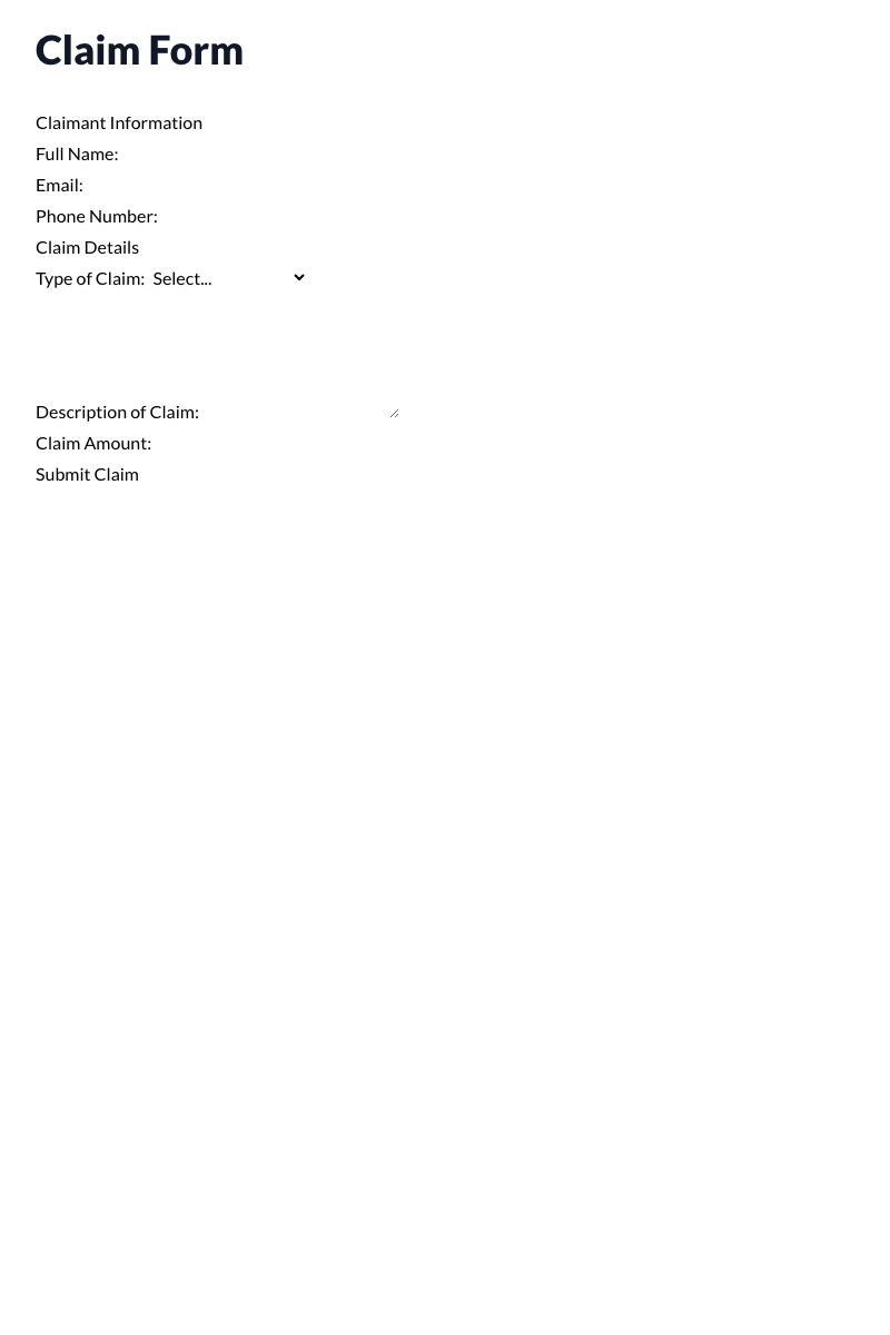 Claim Form Template