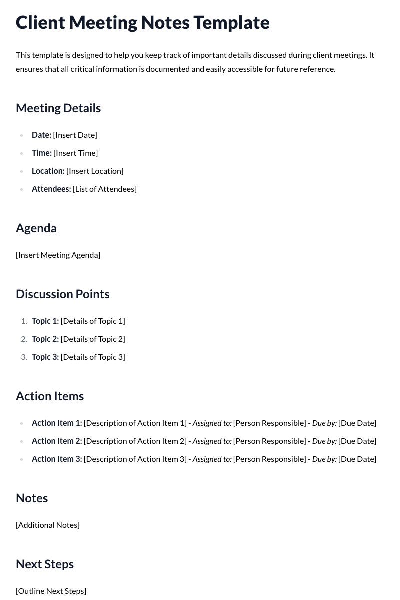 Client Meeting Notes