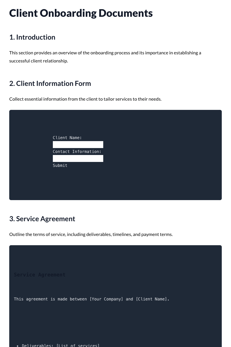 Client Onboarding Documents