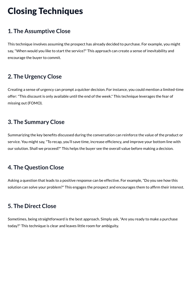 Closing Techniques