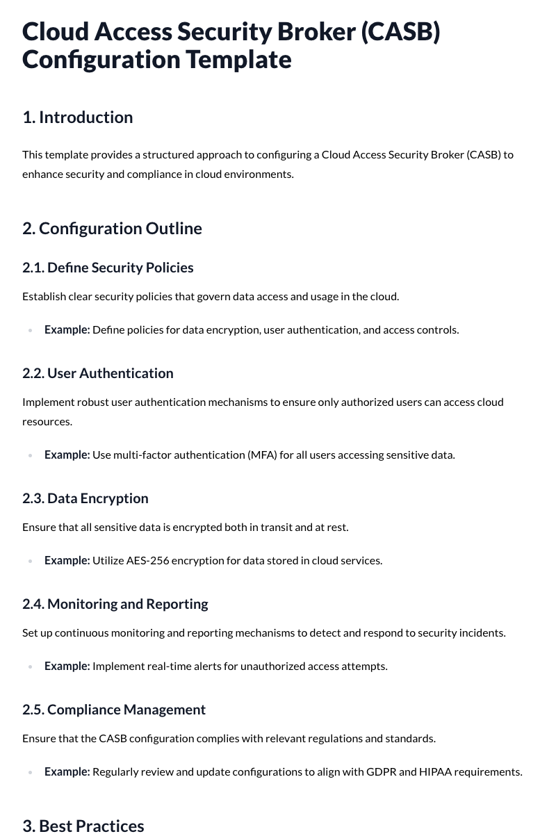 Cloud Access Security Broker (CASB) Configuration Template