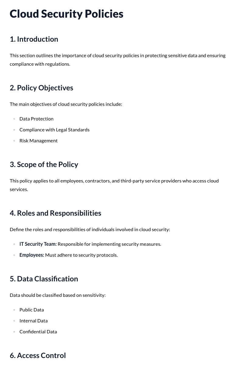 Cloud Security Policies