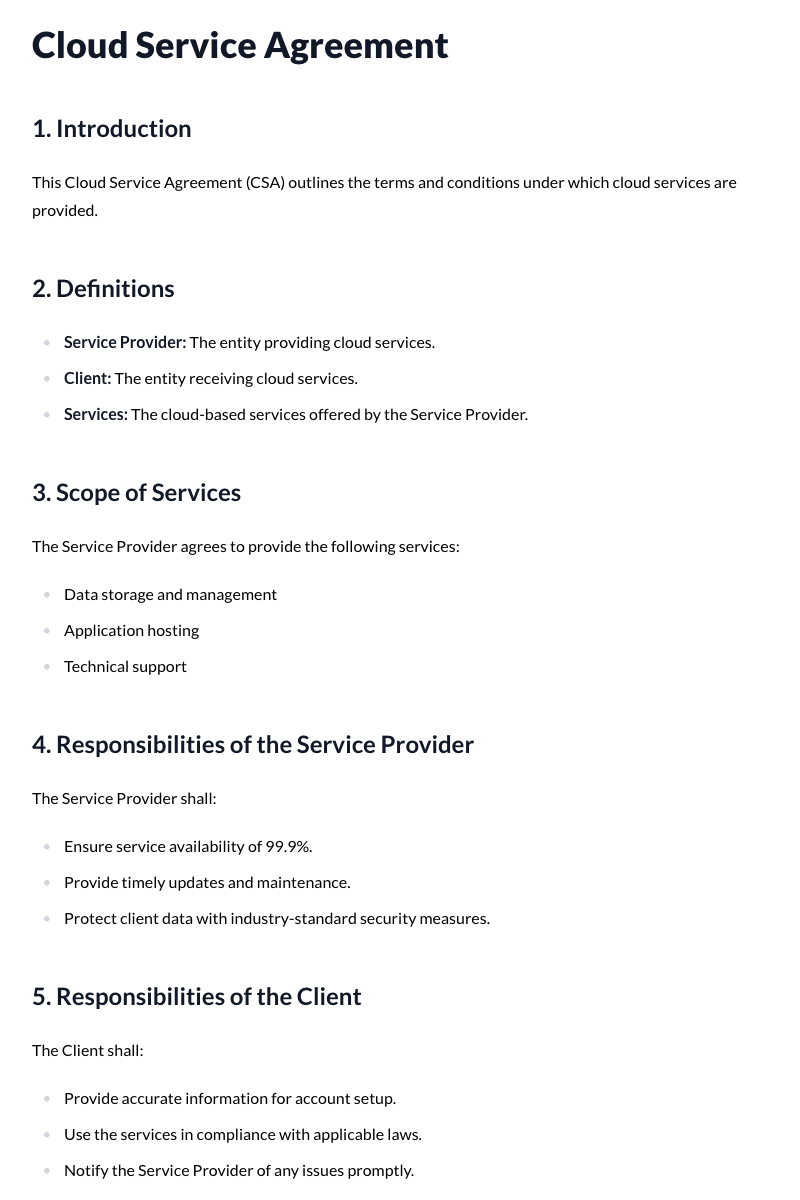 Cloud Service Agreements