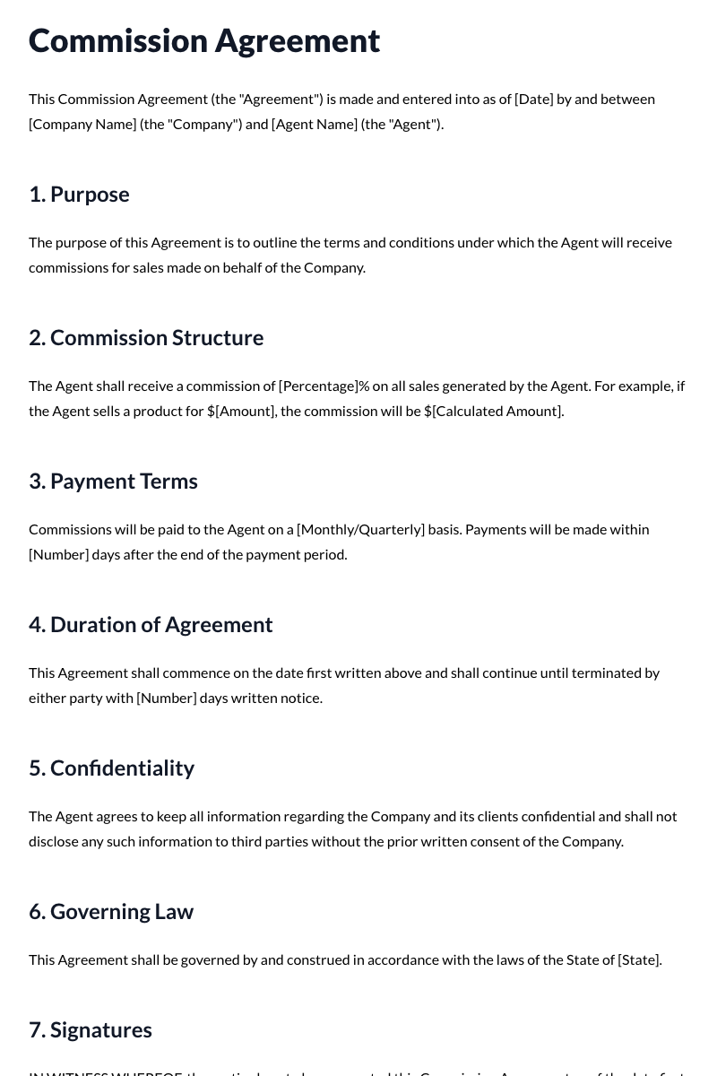 Commission Agreements Template