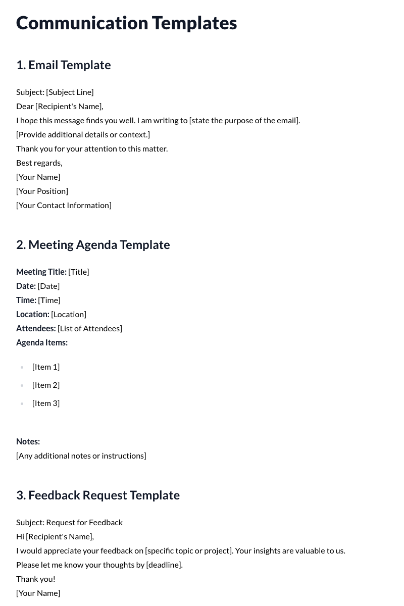 Communication Templates