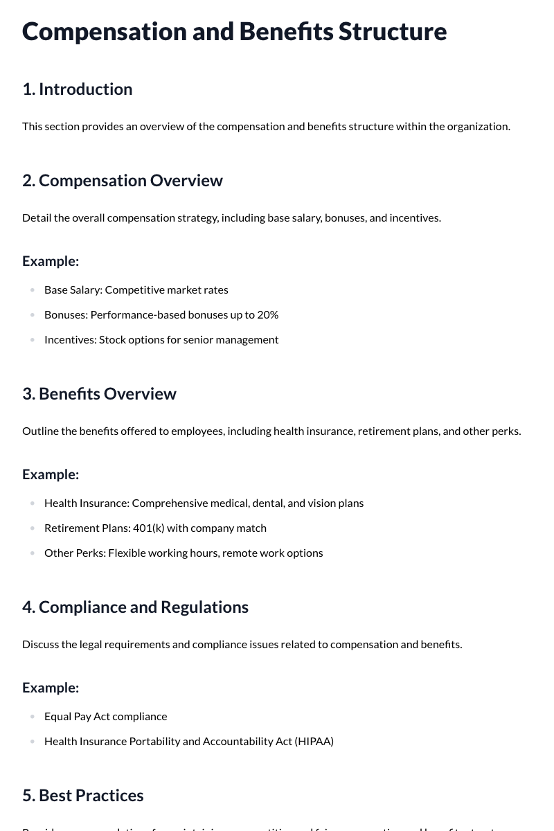 Compensation and Benefits Structure Template