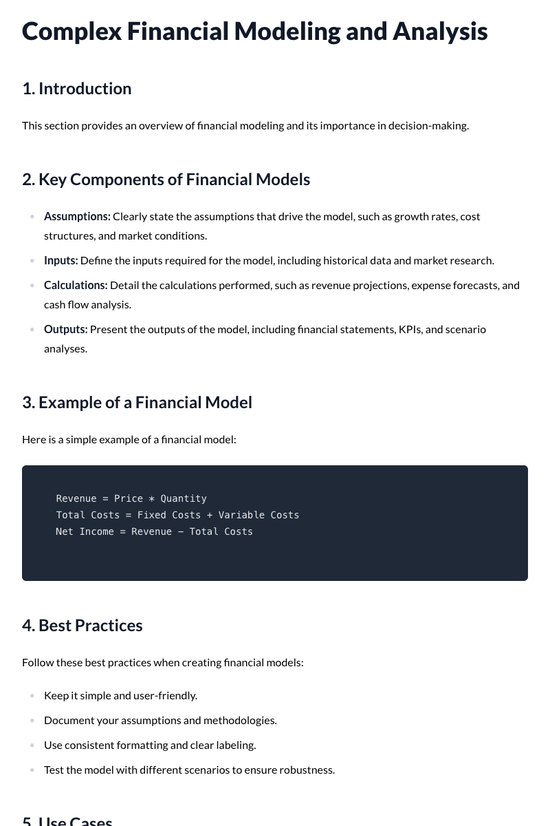 Complex Financial Modeling and Analysis