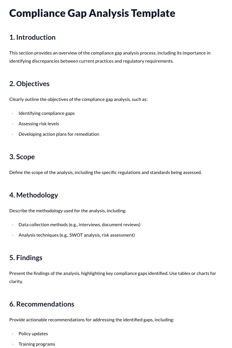 Compliance Gap Analysis Template