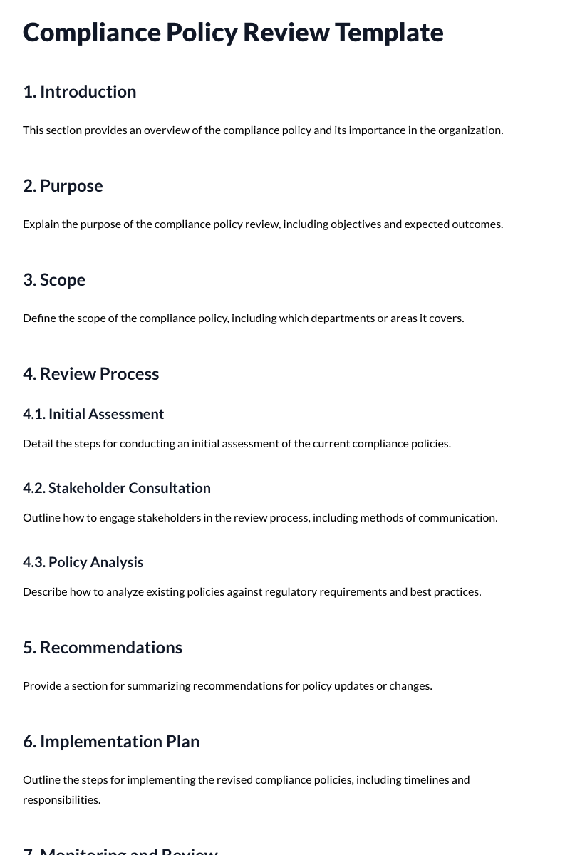 Compliance Policy Review Template