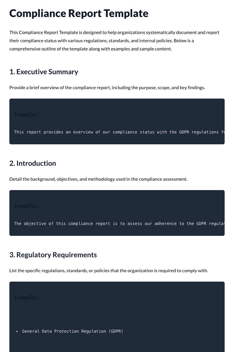 Compliance Report Template