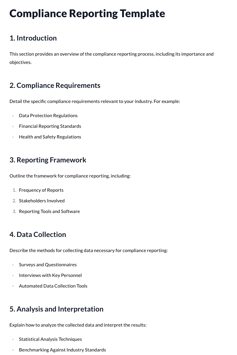 Compliance Reporting Template