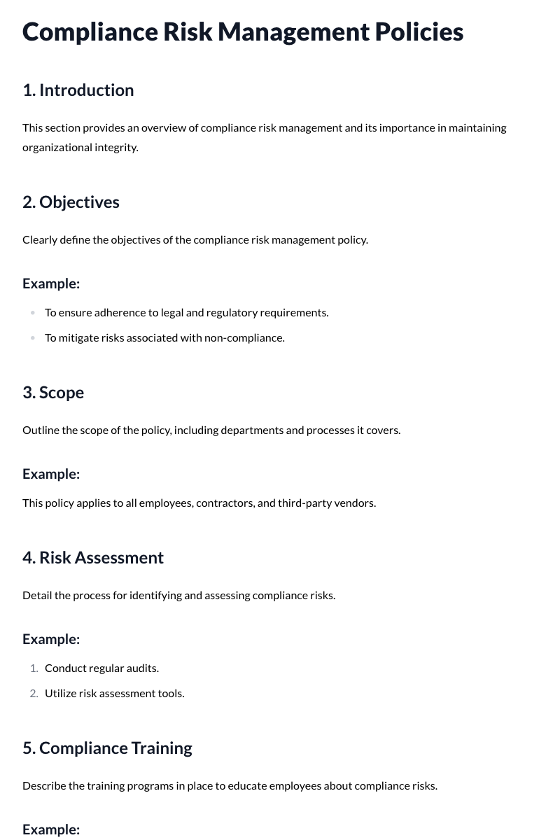 Compliance Risk Management Policies
