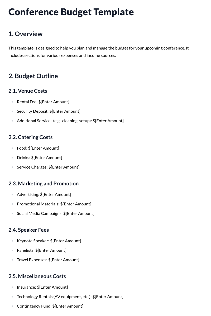 Conference Budget Template