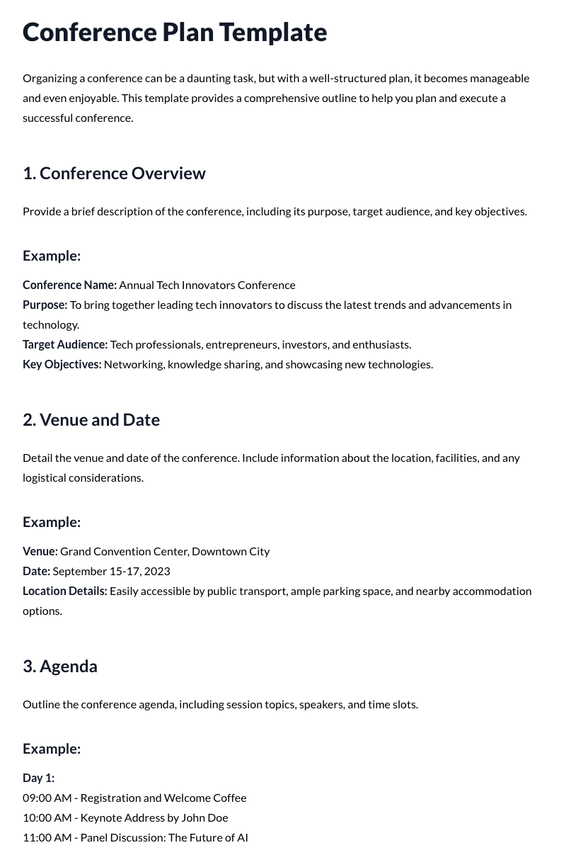 Conference Plan Template