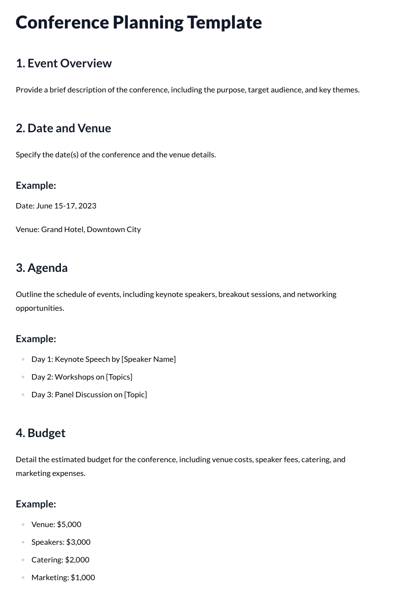 Conference Planning Template