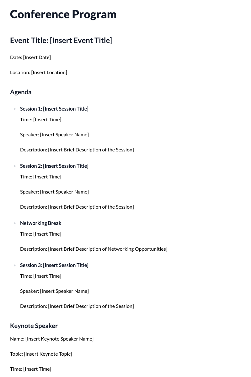 Conference Program Template