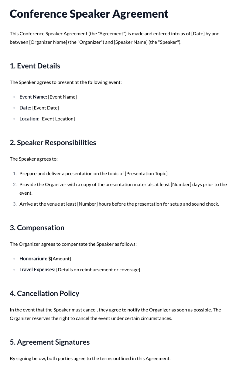 Conference Speaker Agreement