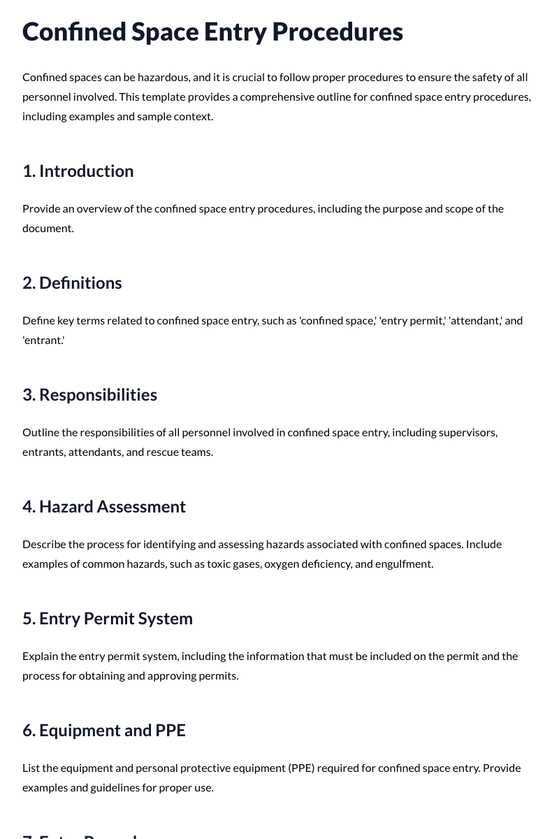 Confined Space Entry Procedures