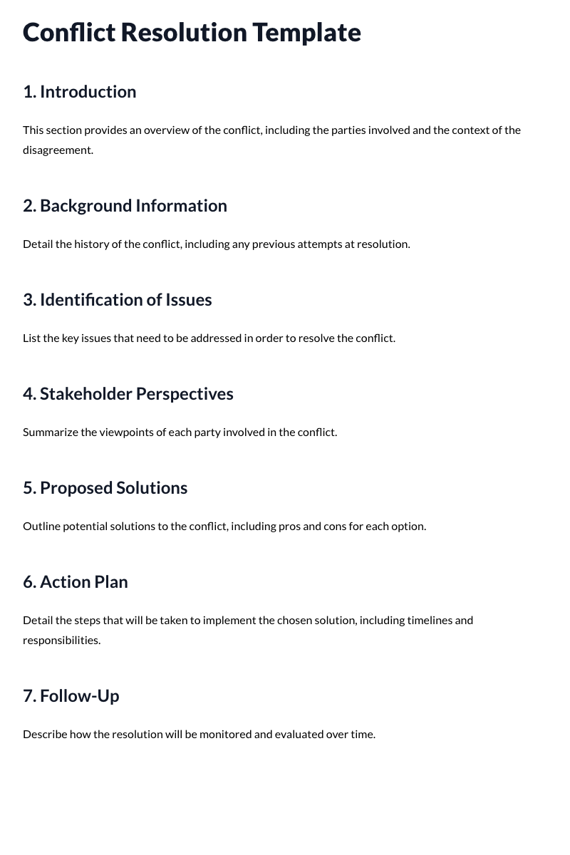Conflict Resolution Template