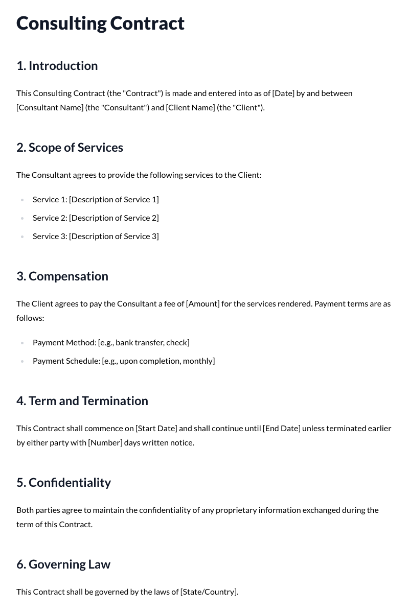 Consulting Contract Template