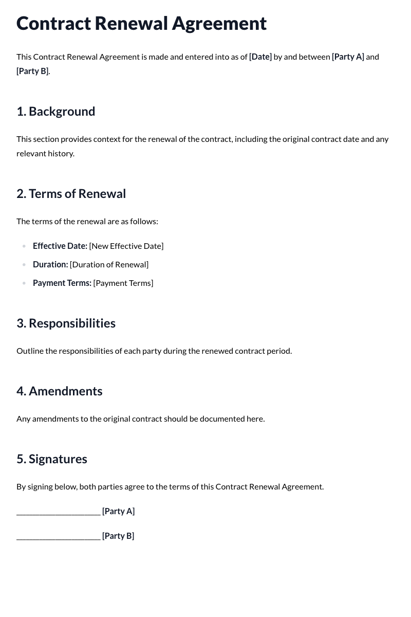 Contract Renewal Agreement Template