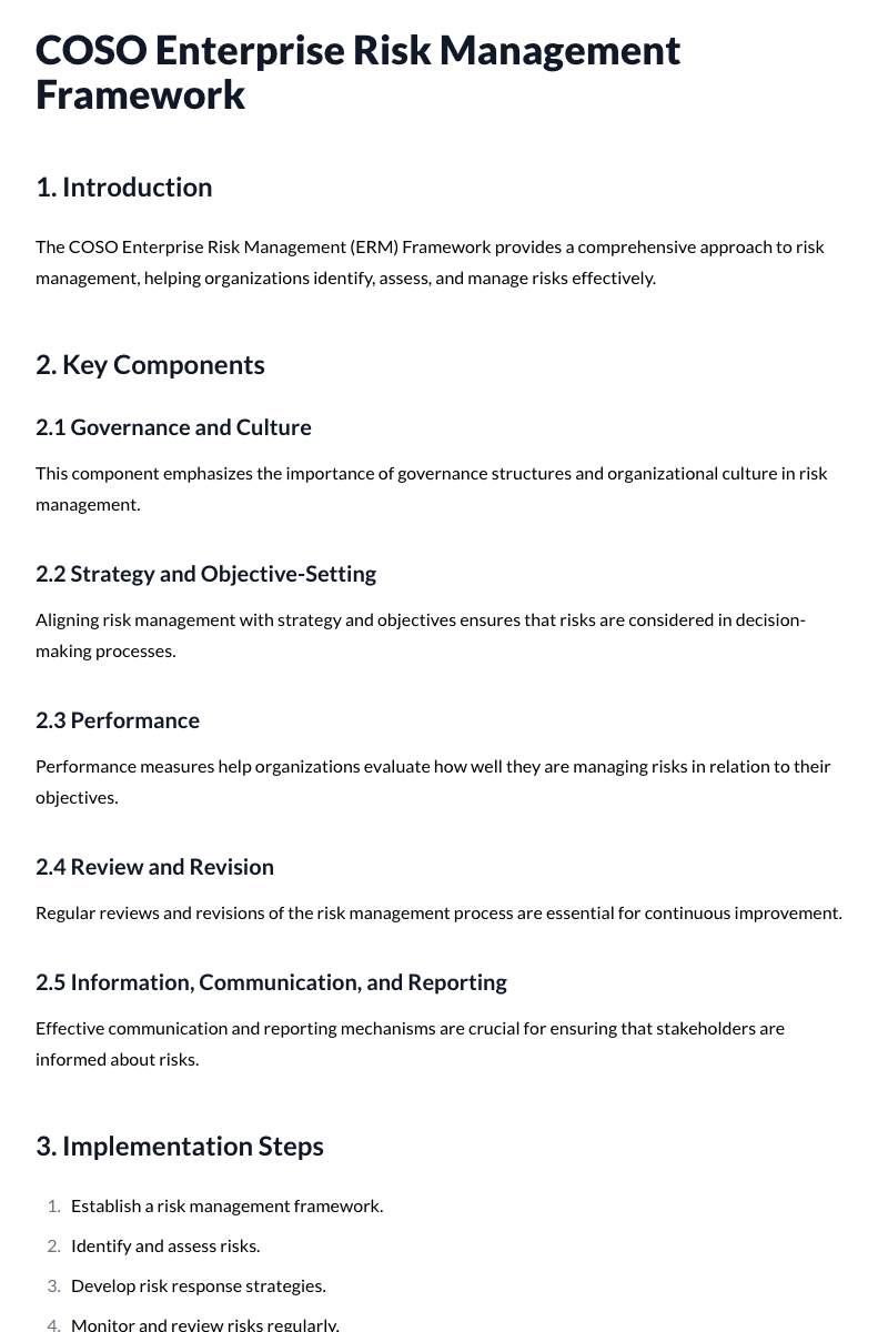COSO Enterprise Risk Management Framework