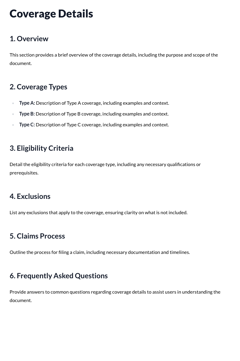 Coverage Details Template