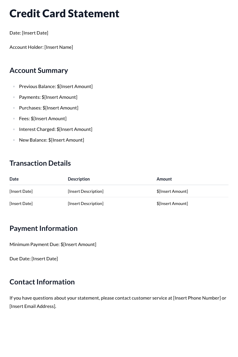 Credit Card Statements