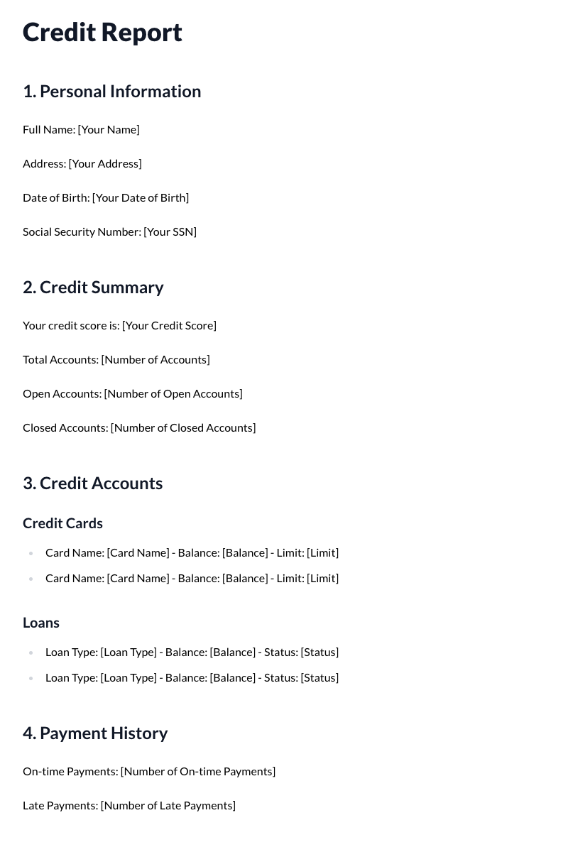 Credit Report Template