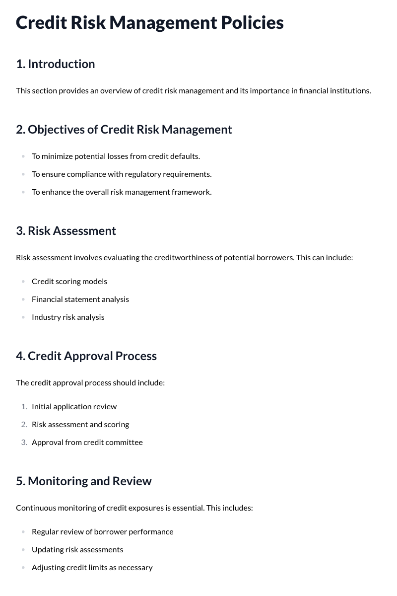 Credit Risk Management Policies