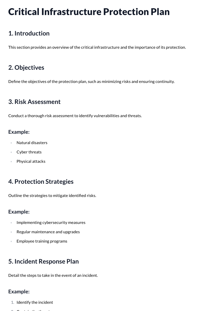 Critical Infrastructure Protection Plan Template