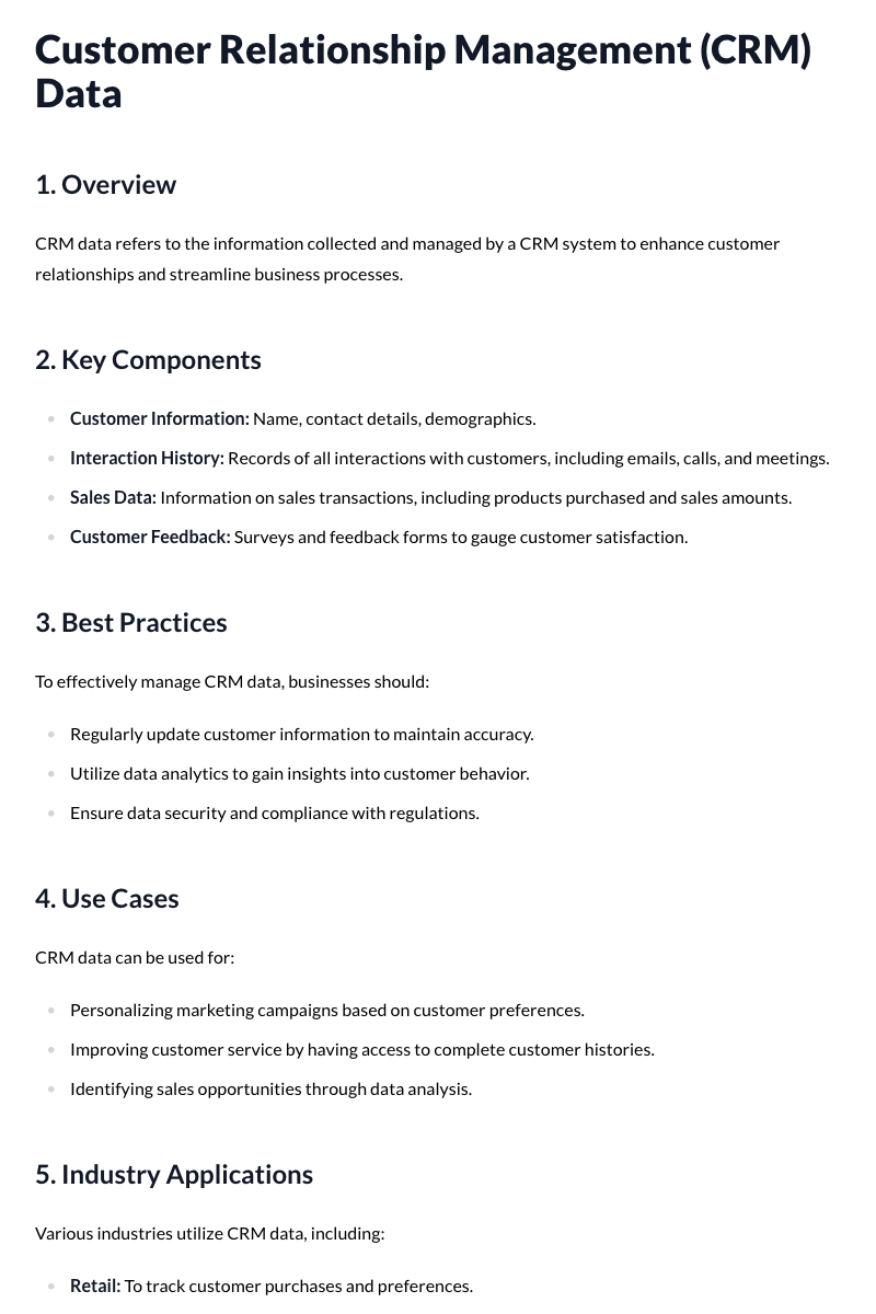Customer Relationship Management (CRM) Data