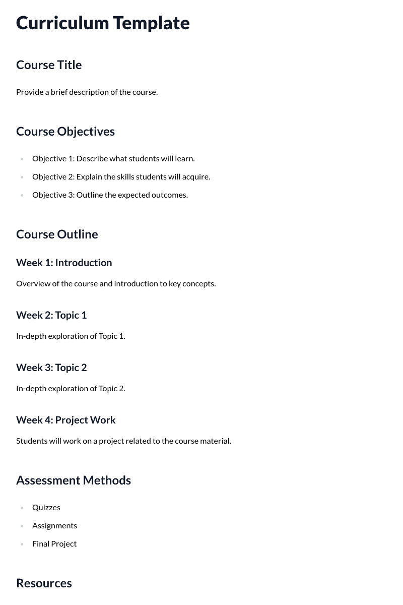 Curriculum Templates