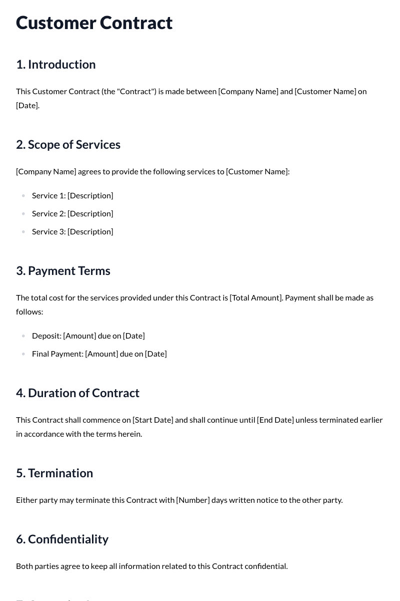 Customer Contract Template
