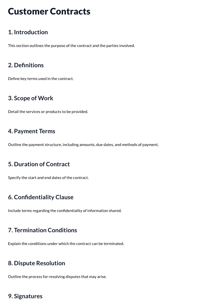 Customer Contracts Template