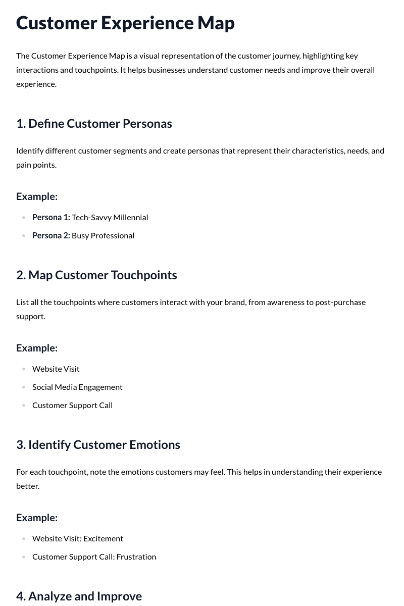 Customer Experience Map Template