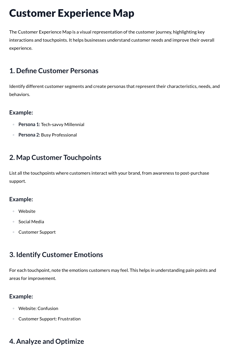 Customer Experience Map