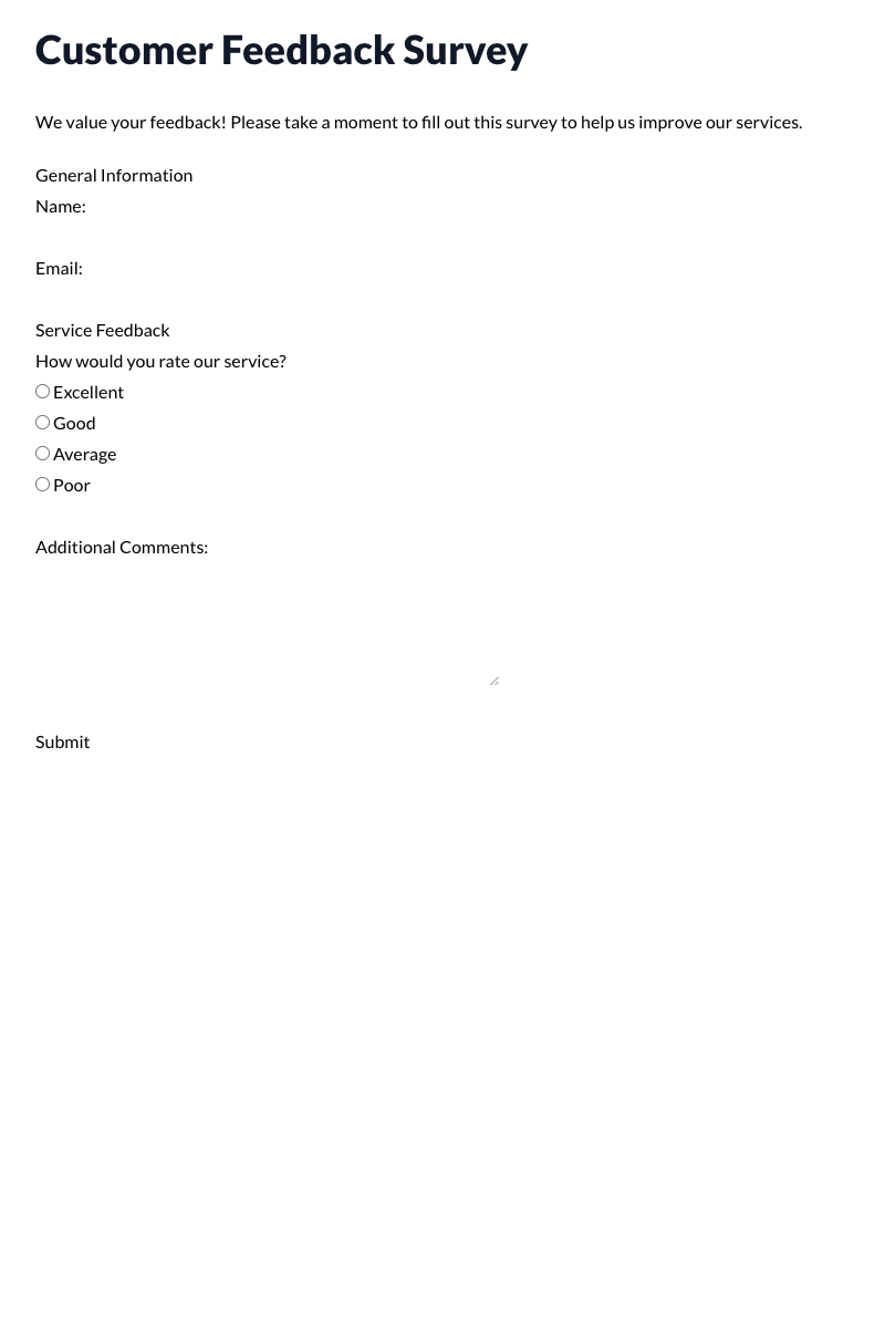 Customer Feedback Survey Template
