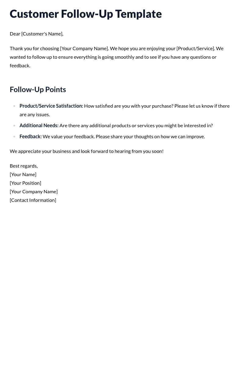 Customer Follow-Up Template