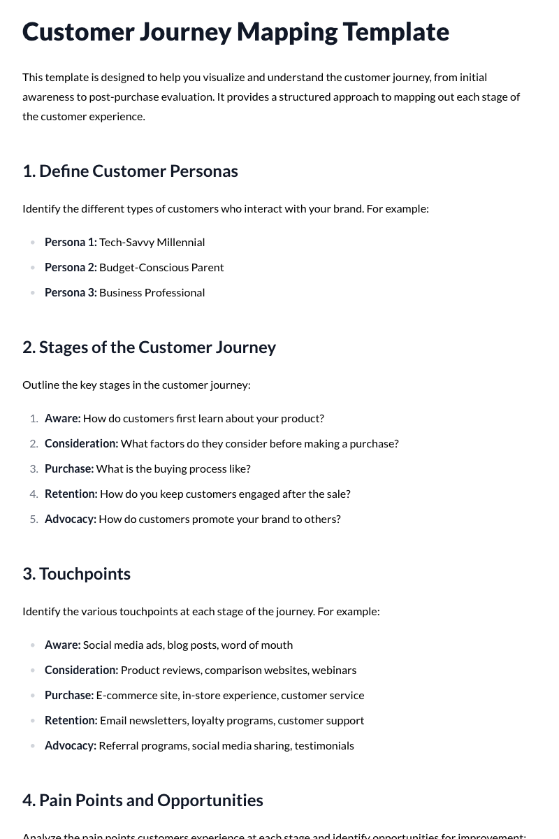 Customer Journey Mapping Template